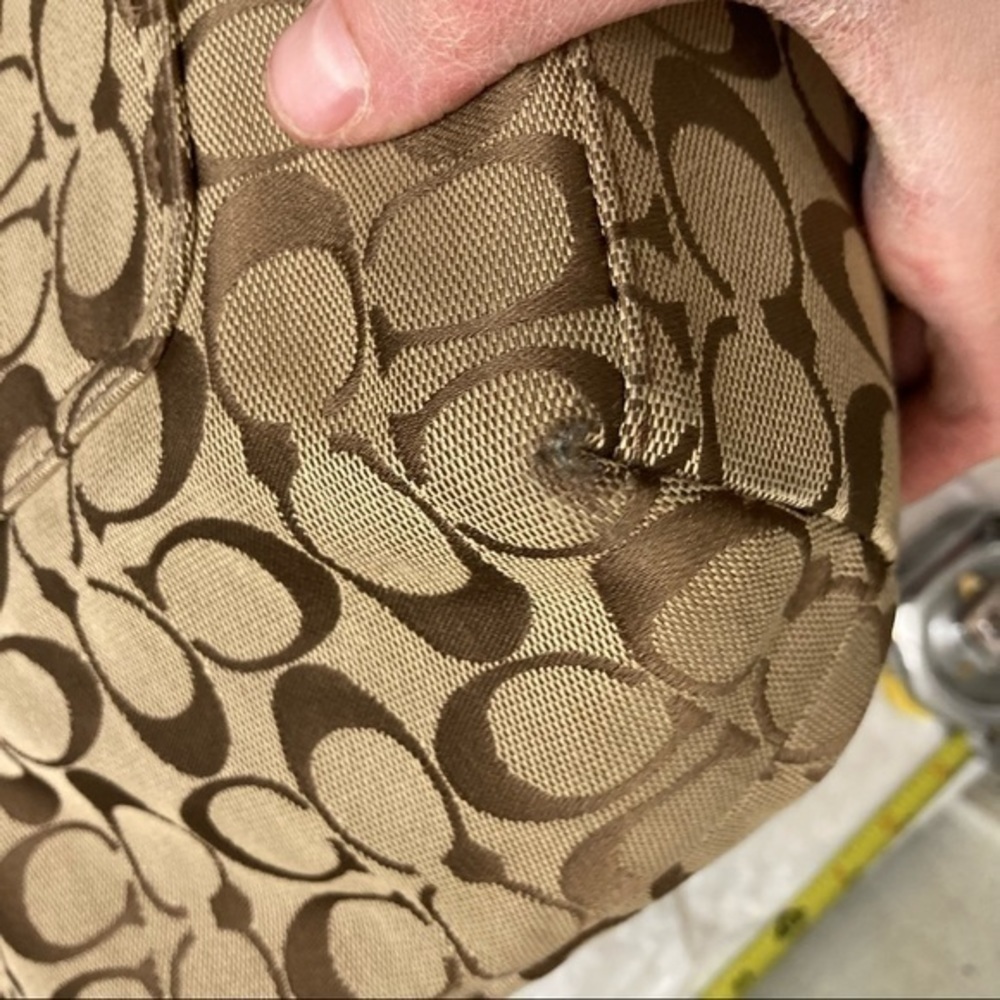 Coach Bleecker Rare Floral Signature Applique F16276 Gold Khaki Brown Tote - Picture 11 of 14